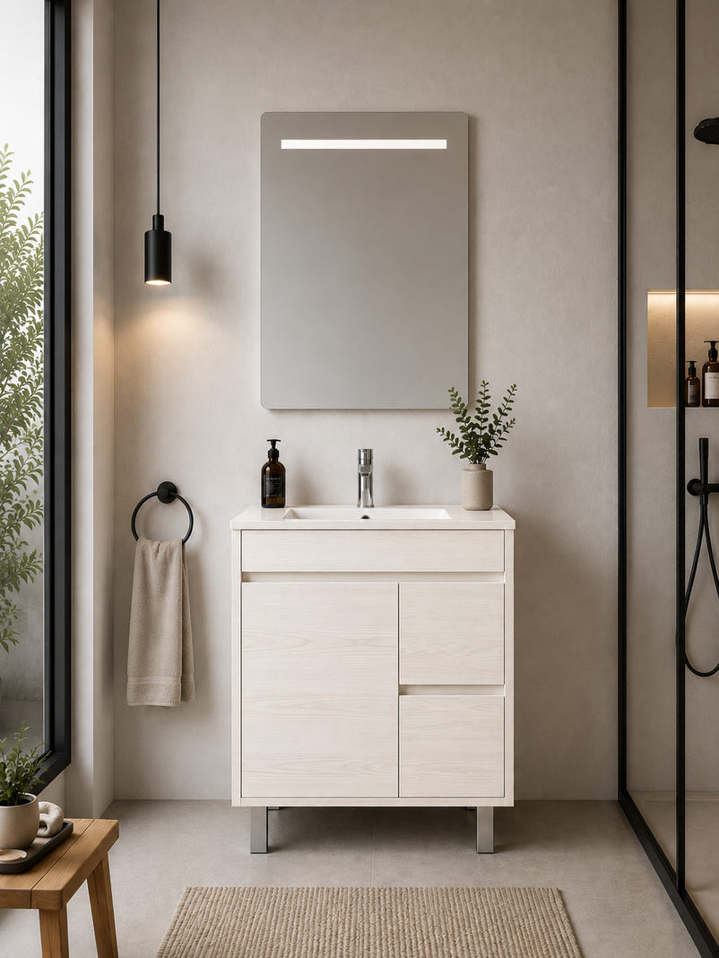 Mueble de baño con lavabo isquia sin espejo 50x40 cm blanco nórdico