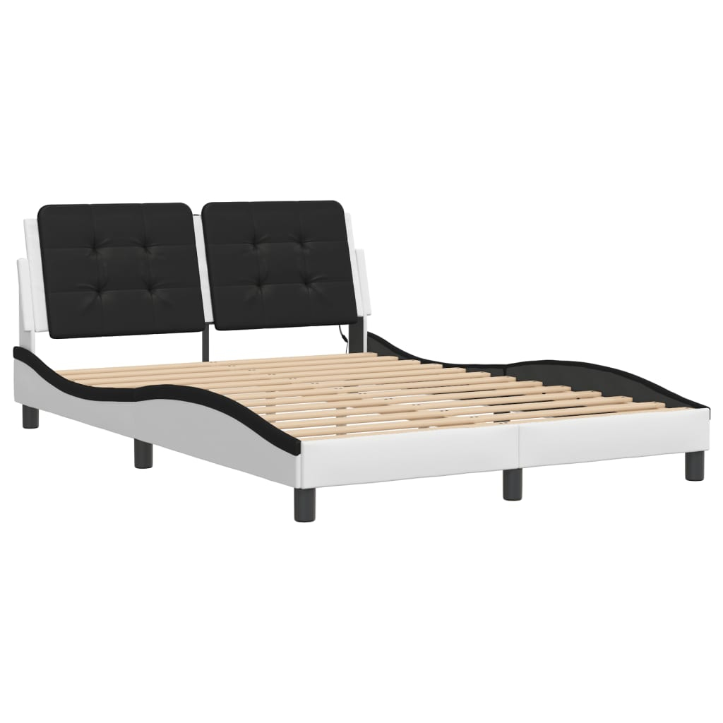 vidaXL estructura de cama con LED sin colchón zadar blanco negro 140x200 cm