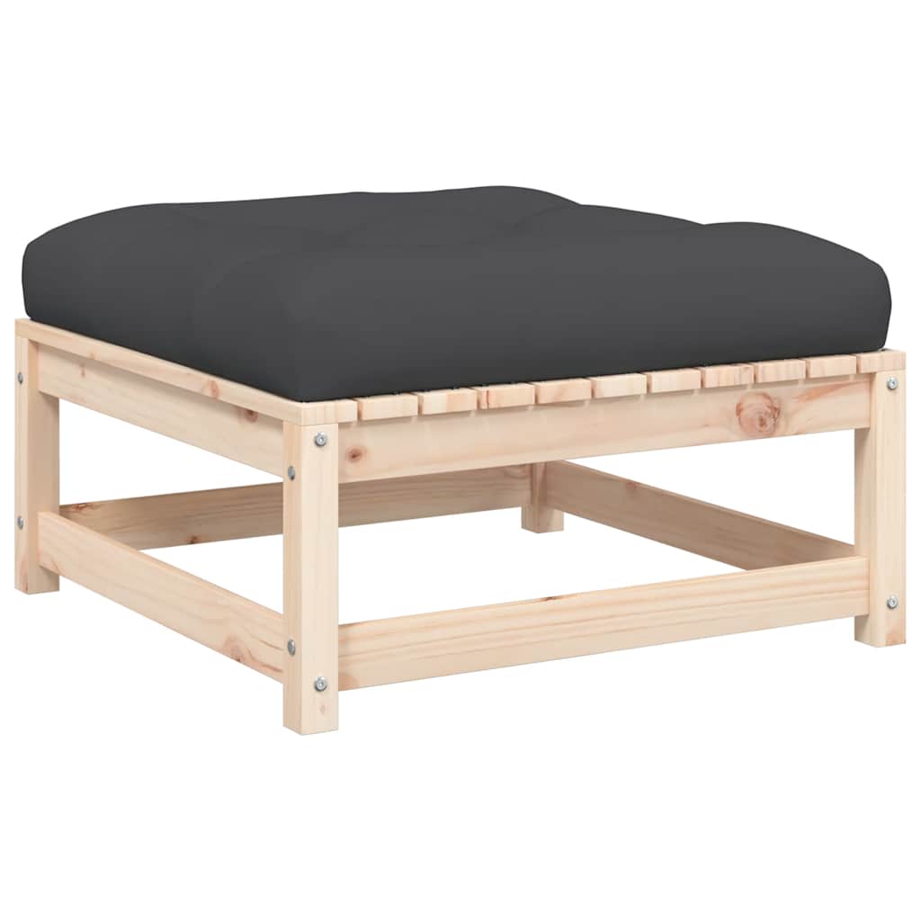 vidaXL taburete de jardín con cojín madera maciza de pino