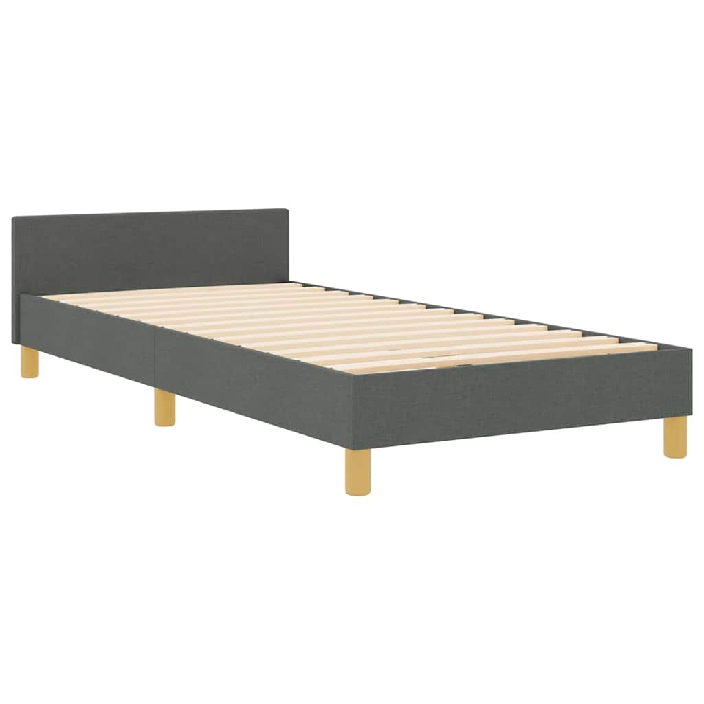 vidaXL estructura de cama con cabecera gris oscuro 100 x 200 cm tela