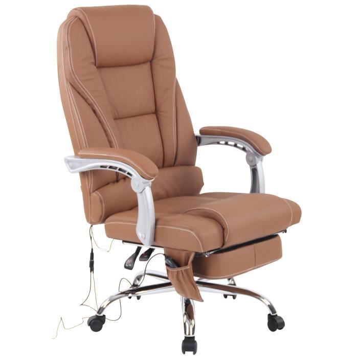 Silla oficina con masaje - piel marrón - 69 cm