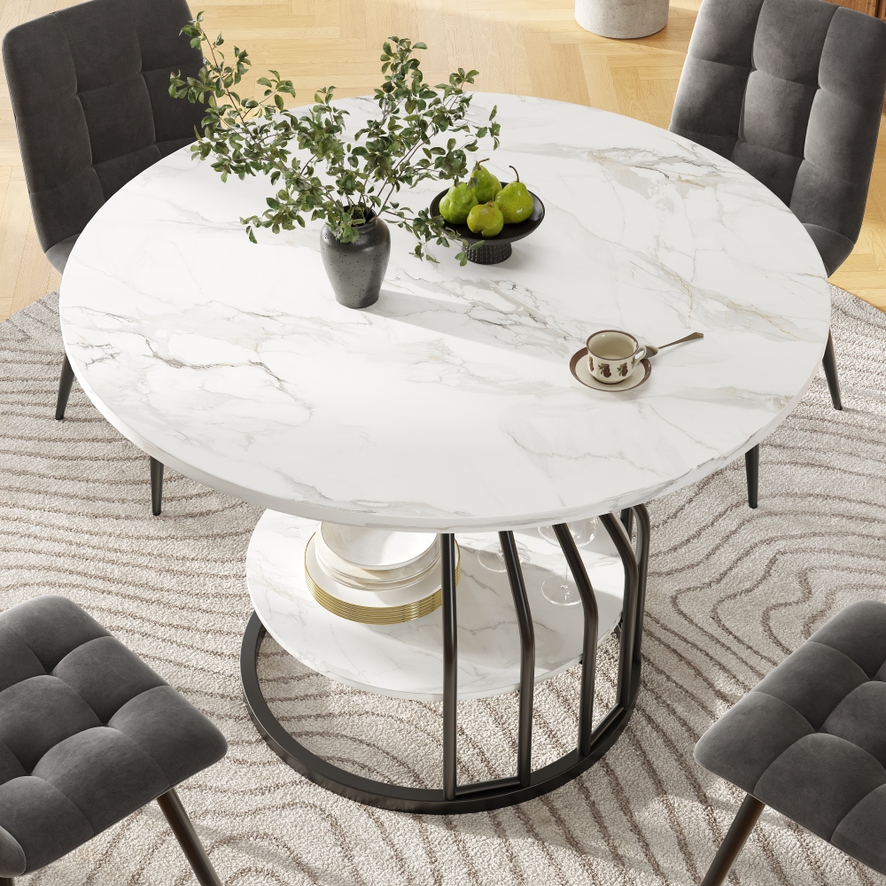 Mesa de comedor redonda para 4 personas mdf negro 76x80x80cm