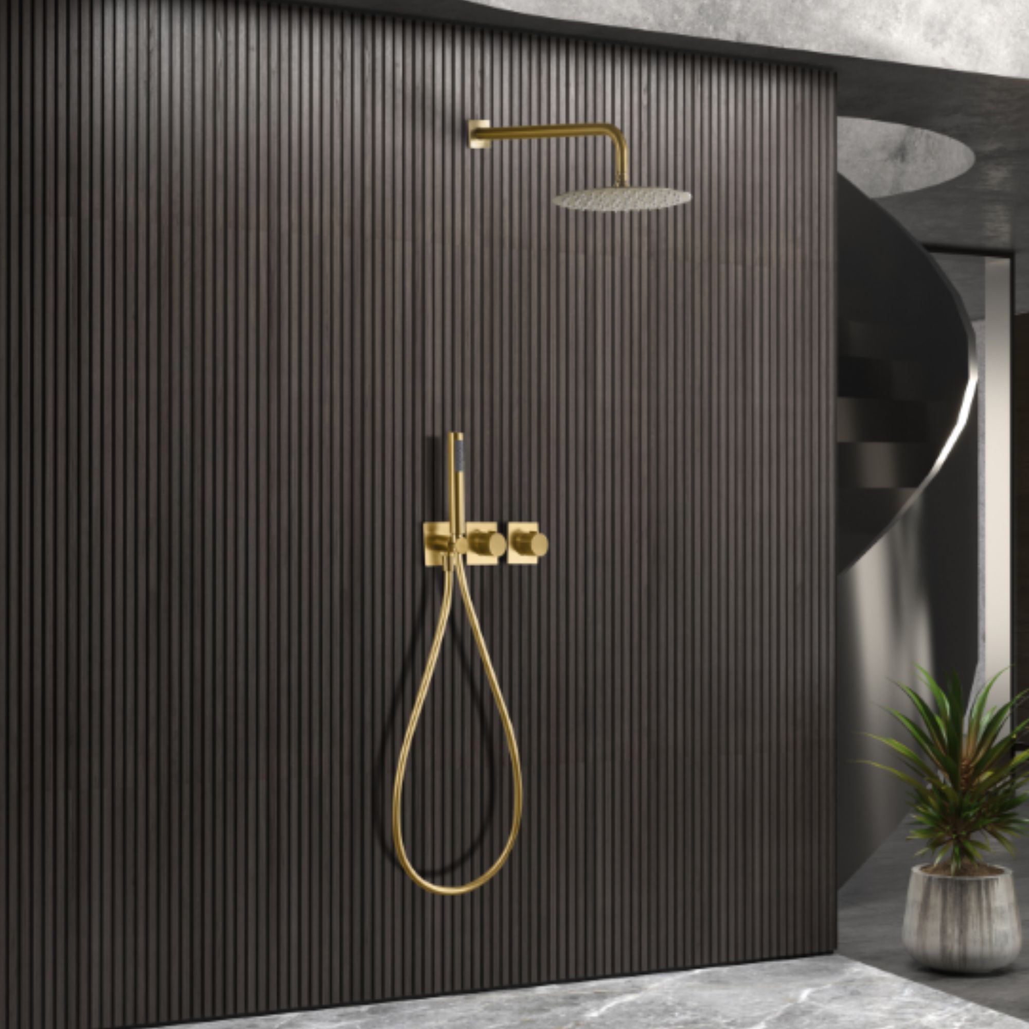 Imex - columna ducha empotrada termostática oro serie tíbet