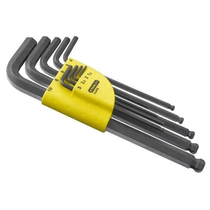 Llave macho con cabeza esférica larga stanley - 1-13-976 - juego de 9 pieza
