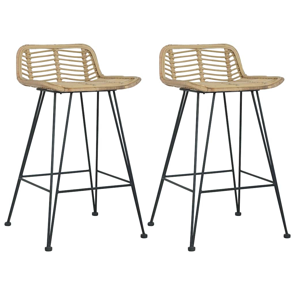 vidaXL taburetes de cocina 2 unidades ratán natural