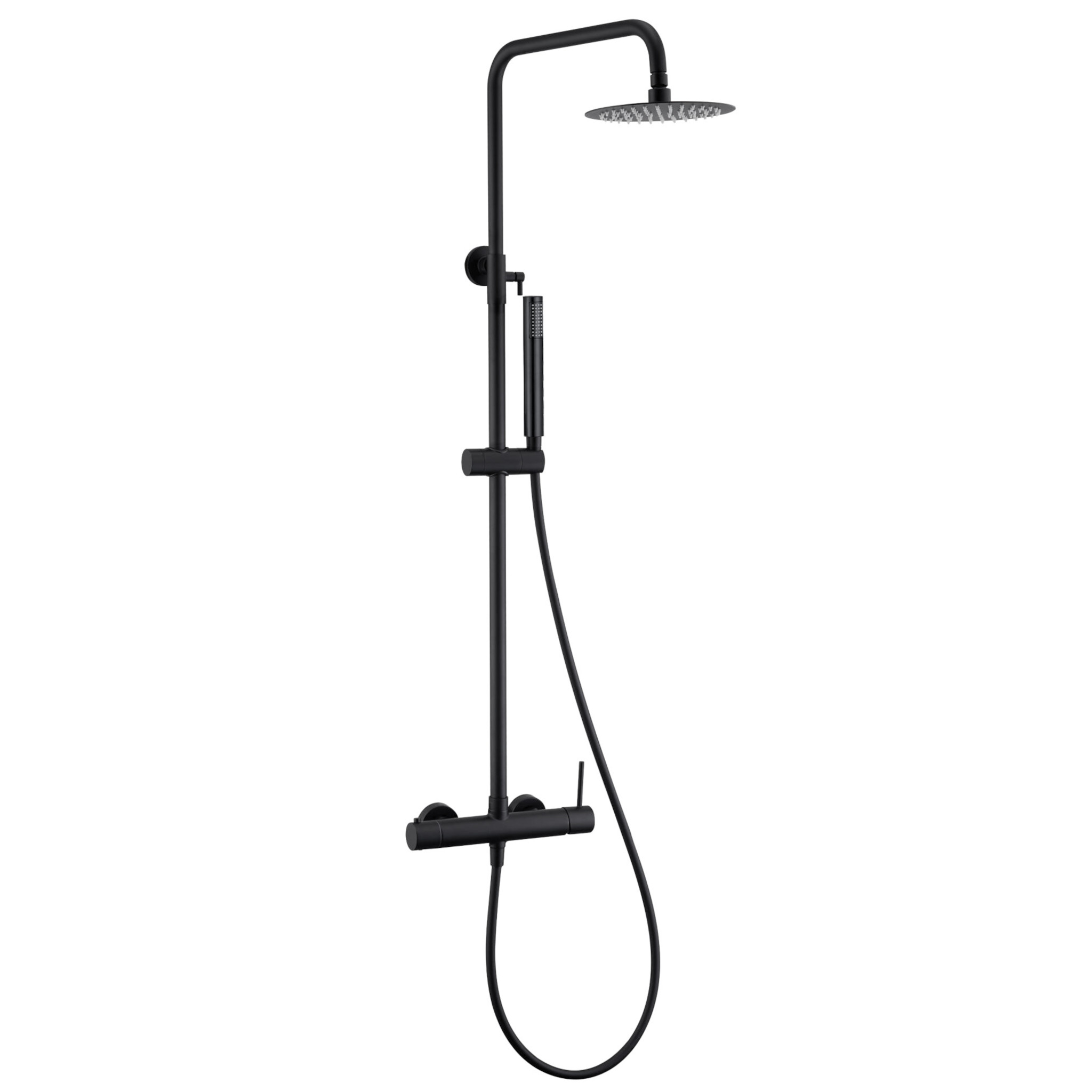 Valaz barra de ducha monomando redonda ajustable 120cm negro mate - 20cm