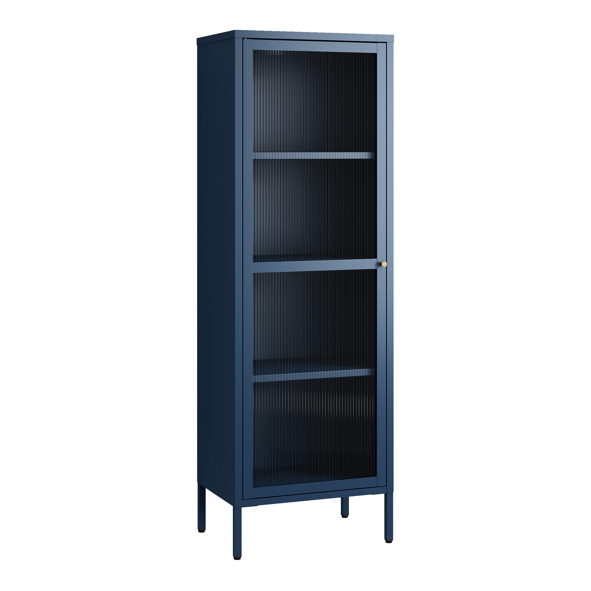 Vitrina säkylä con puerta de cristal 3 estantes 150x50x35 cm azul marino