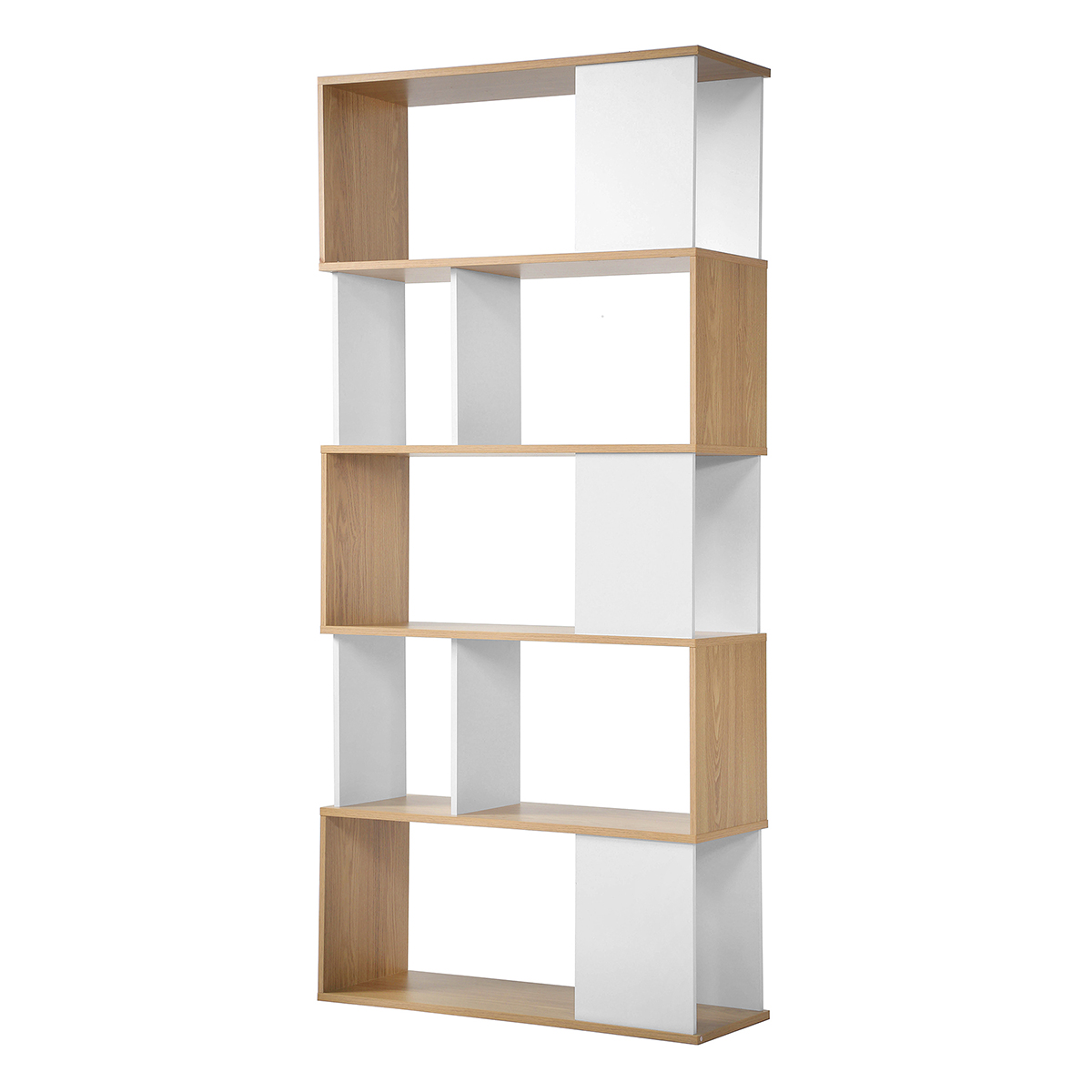 Calicosy - biblioteca decoración blanca y roble - l80 x h173,5 cm