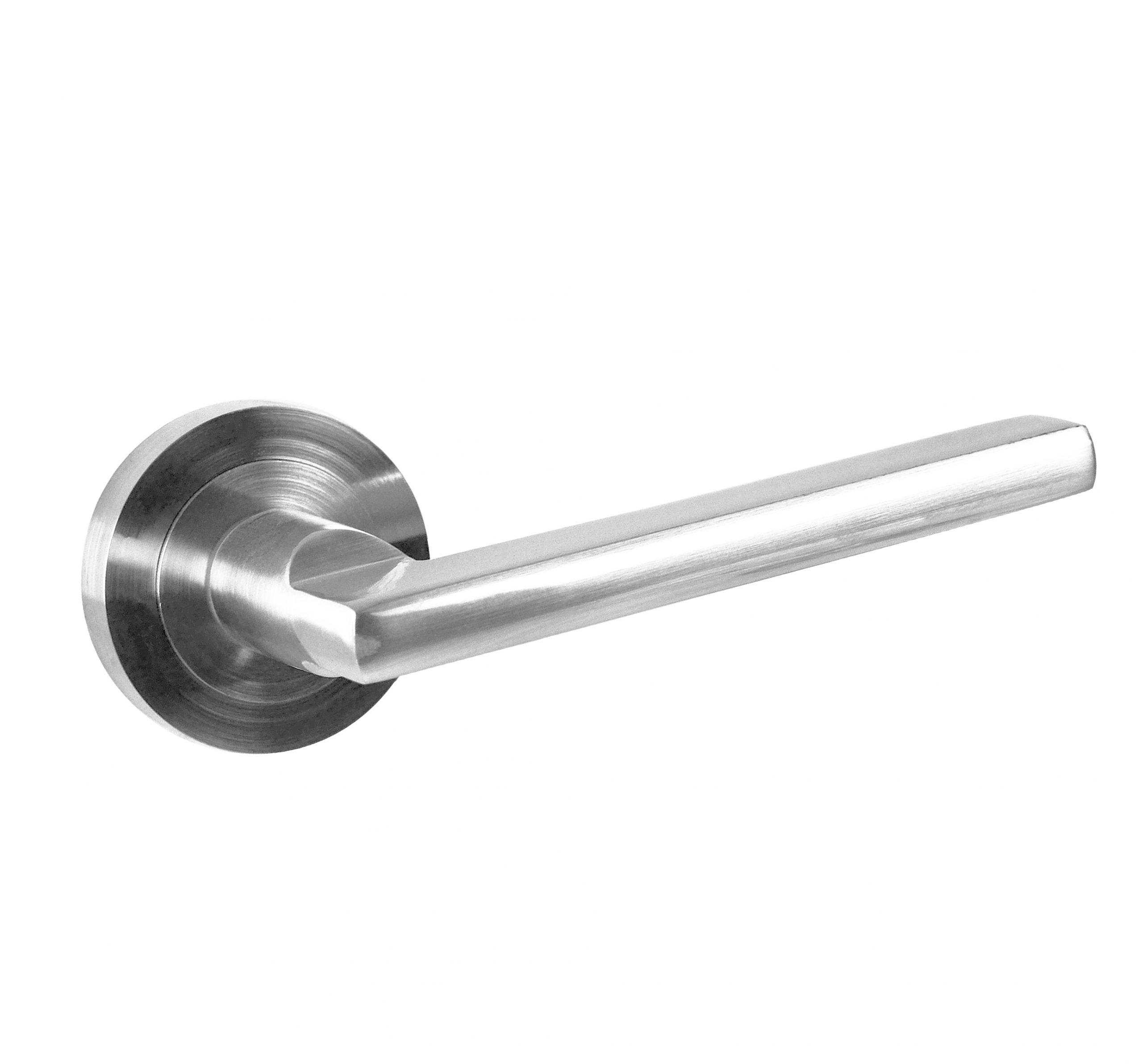 Juego Manillas Para Puerta Acabado En Níquel Satinado