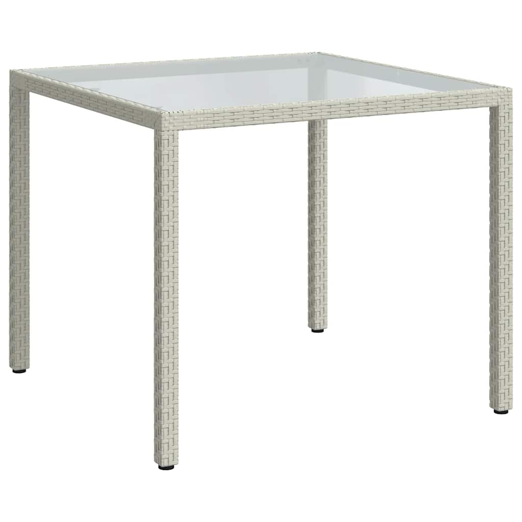 vidaXL mesa jardín vidrio templado ratán sintético 90x90x75 cm blanco
