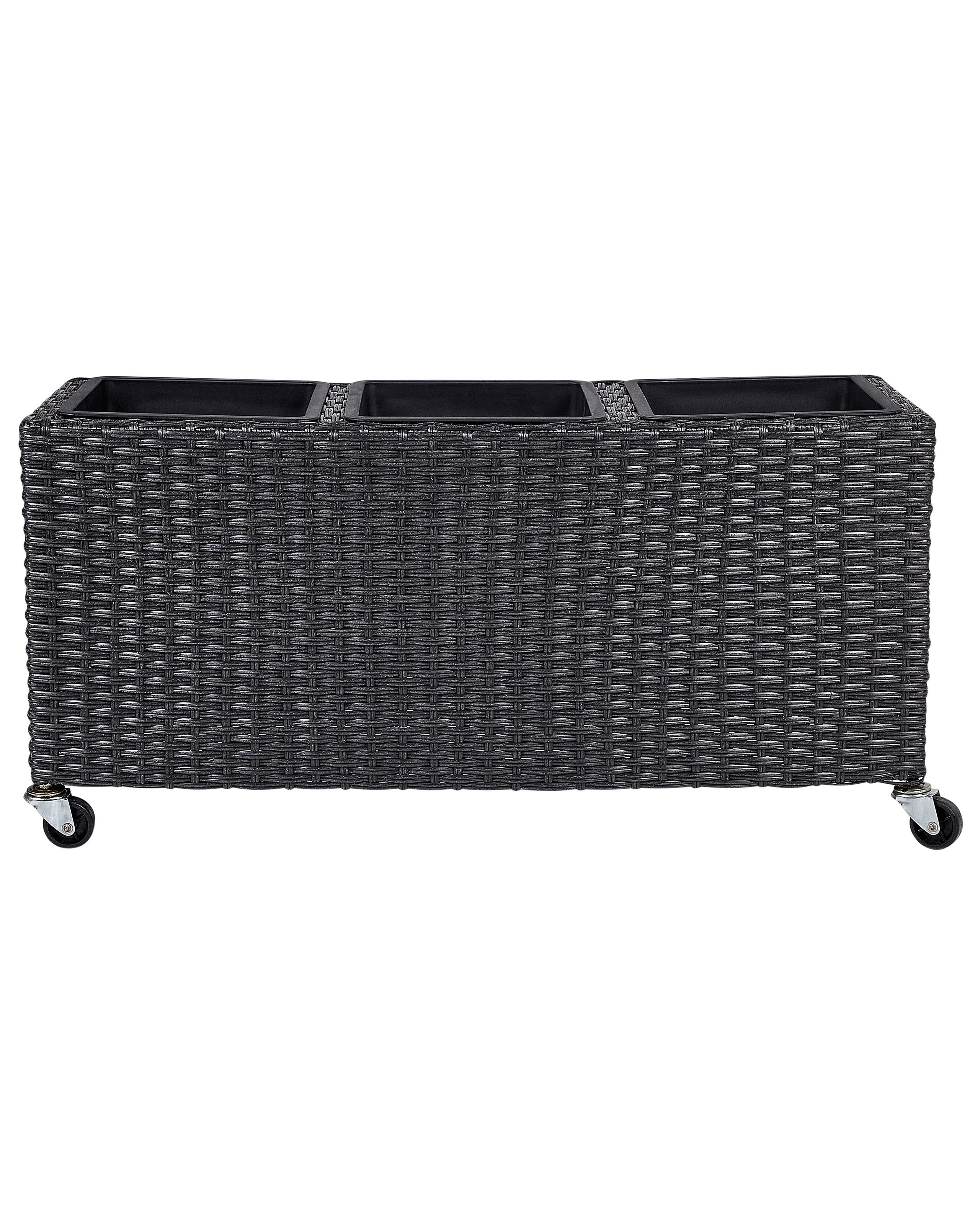 Maceta bellis 82 cm ratán sintético negro