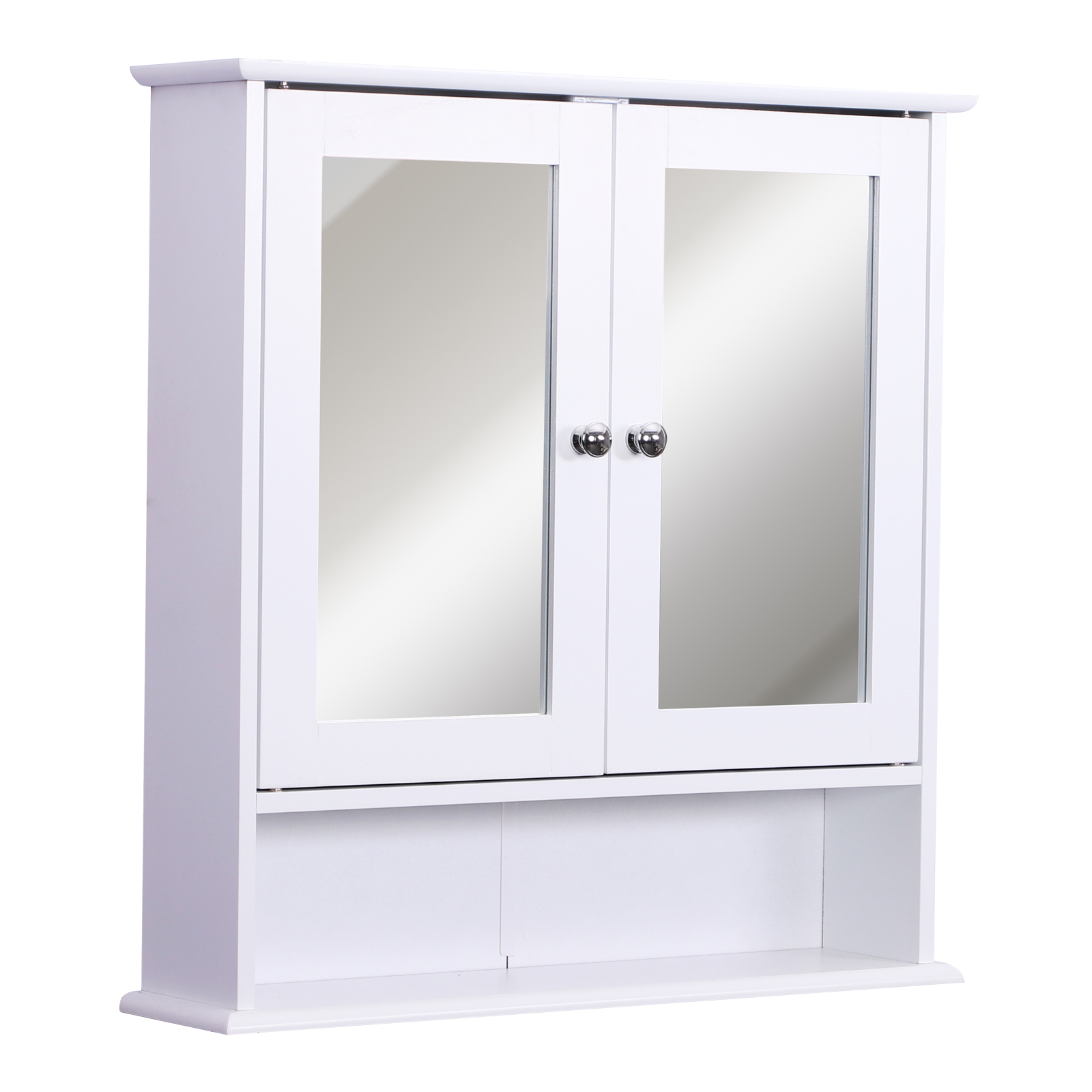 Armario baño con espejo 56x13x58cm mdf, espejo de vidrio color blanco