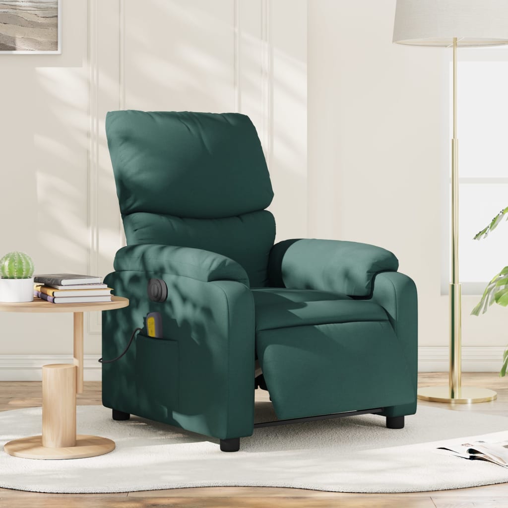Sillón reclinable de masaje eléctrico tela verde oscuro qweo4239