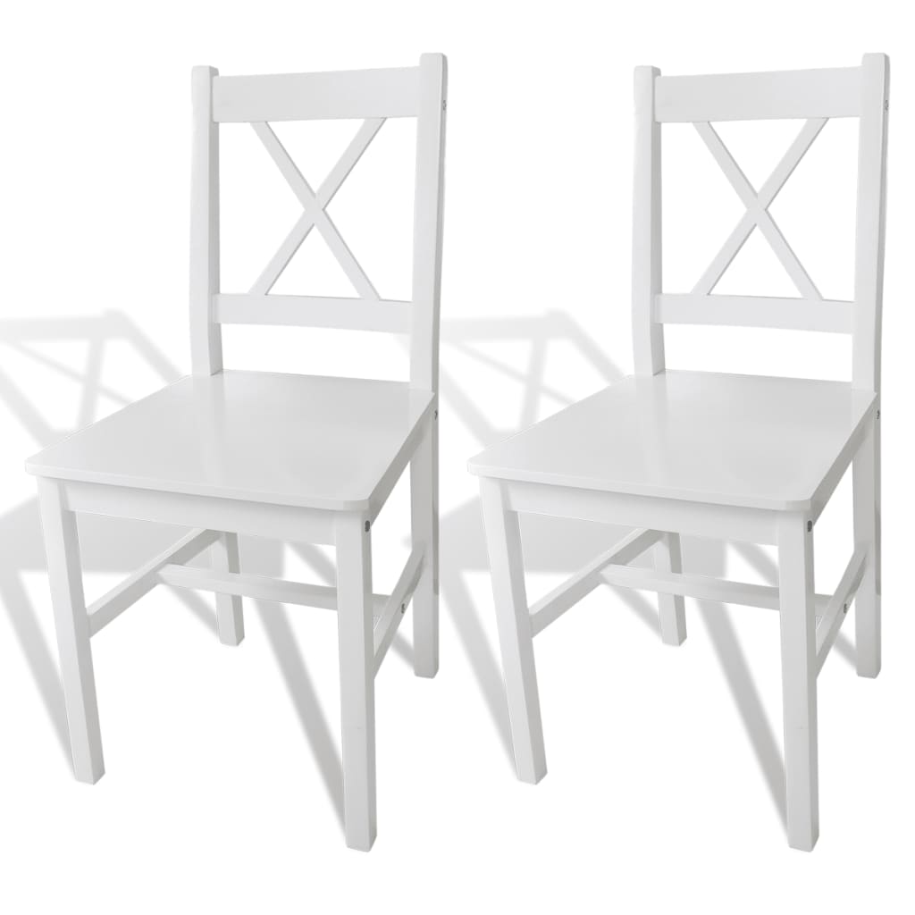 Sillas de comedor 2 unidades madera de pino blancas qweo1657