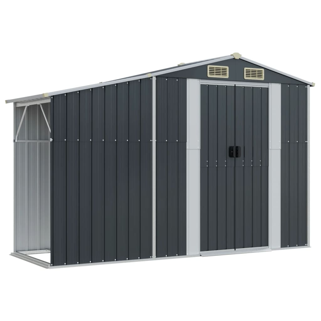 vidaXL cobertizo de jardín acero galvanizado antracita 277x93x179 cm