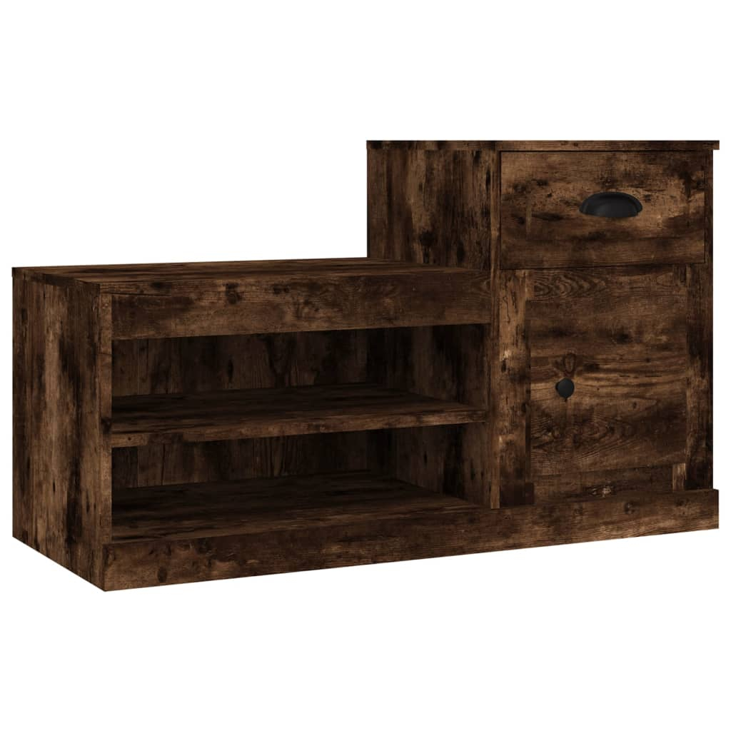 vidaXL zapatero madera contrachapada roble ahumado 100x42x60 cm