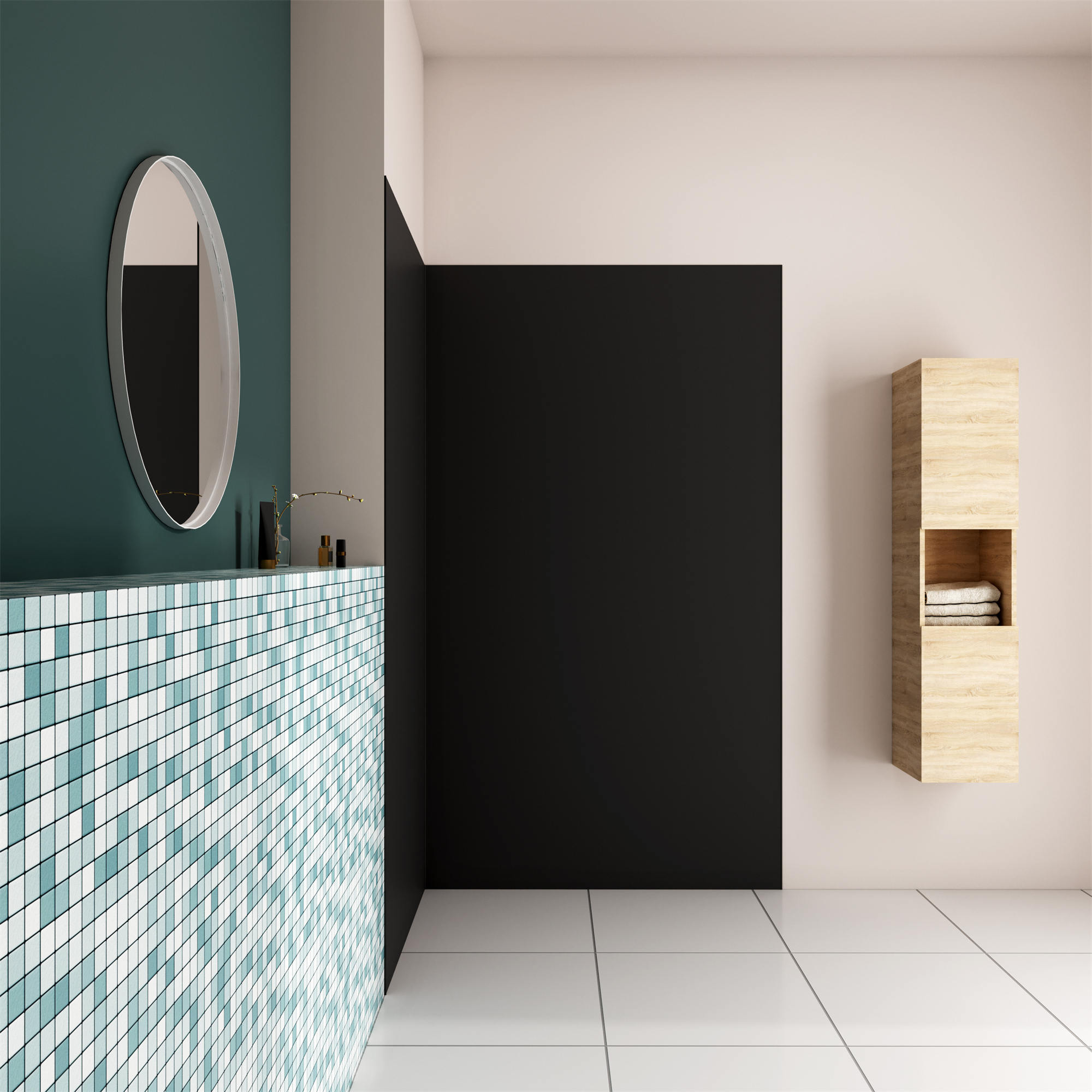 Panel angular de pared para ducha en aluminio,negro mate,120x120x210cm