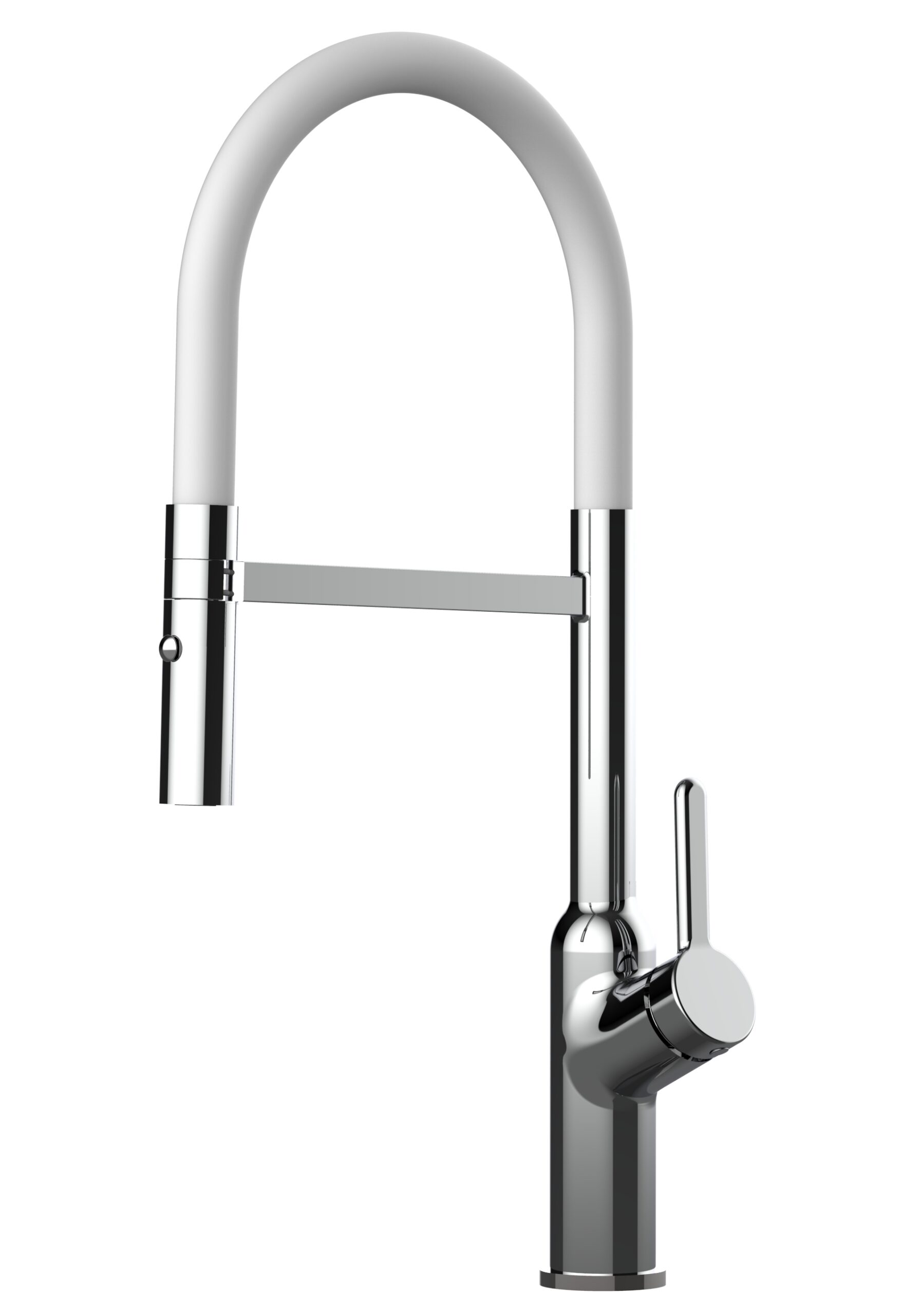 Grifo de cocina cromado caño giratorio 360° blanco flexible ducha 2chorros