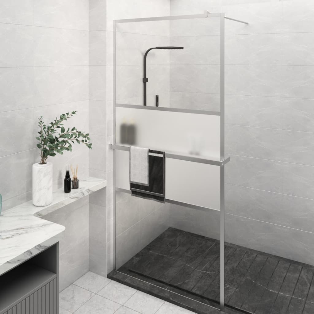 Mampara ducha con estante vidrio esg aluminio cromado 80x195 cm