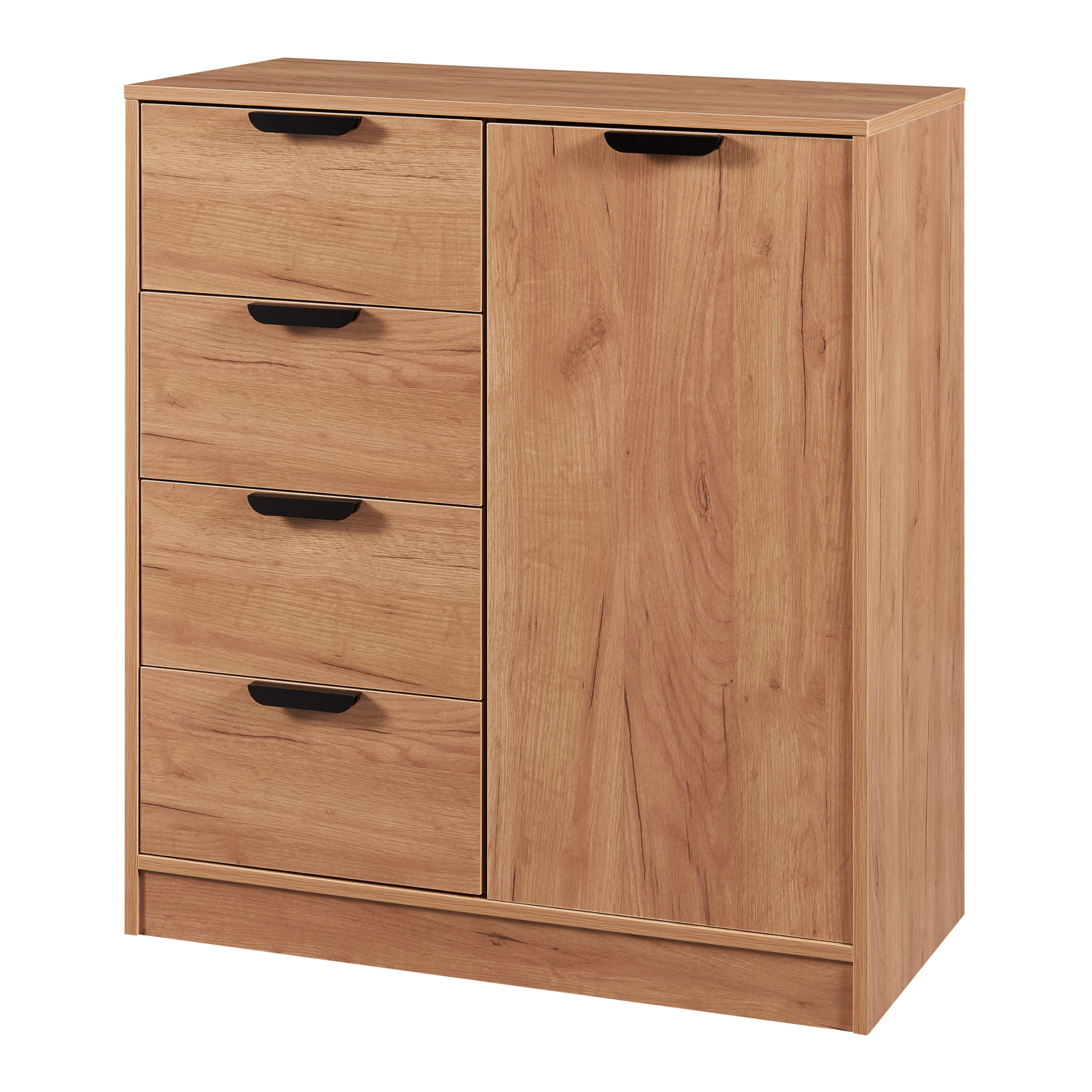 Aparador varkaus 4 cajones + 1 puerta 90x80x40 cm - roble [en.casa]