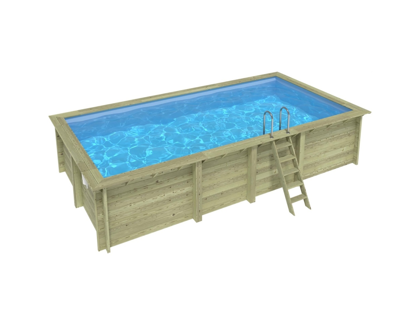 Piscina de madera aqua 7x3.75 – h.1.45, azul, con vigas ipn - bas7308ospi