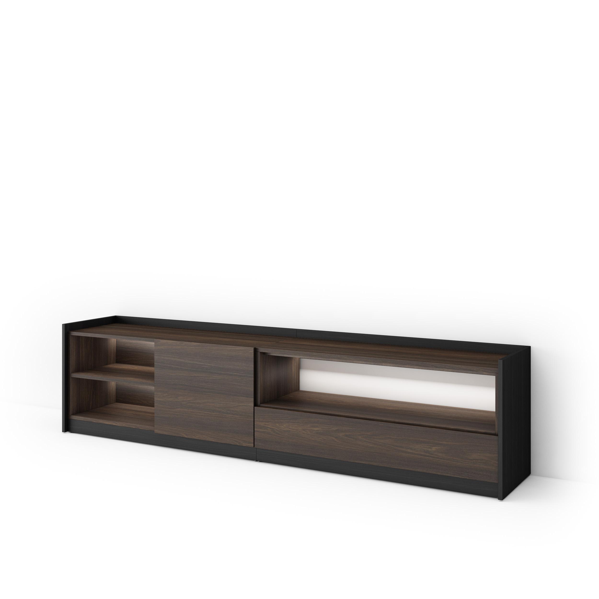 Mueble tv, 207x37x50cm, roble oscuro y negro, LED rf4883