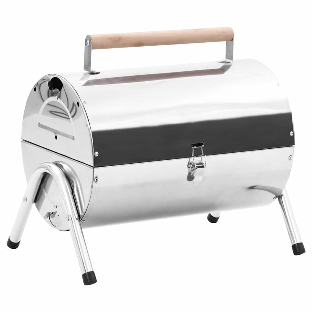 vidaXL barbacoa de carbón de sobremesa acero inoxidable doble parrilla