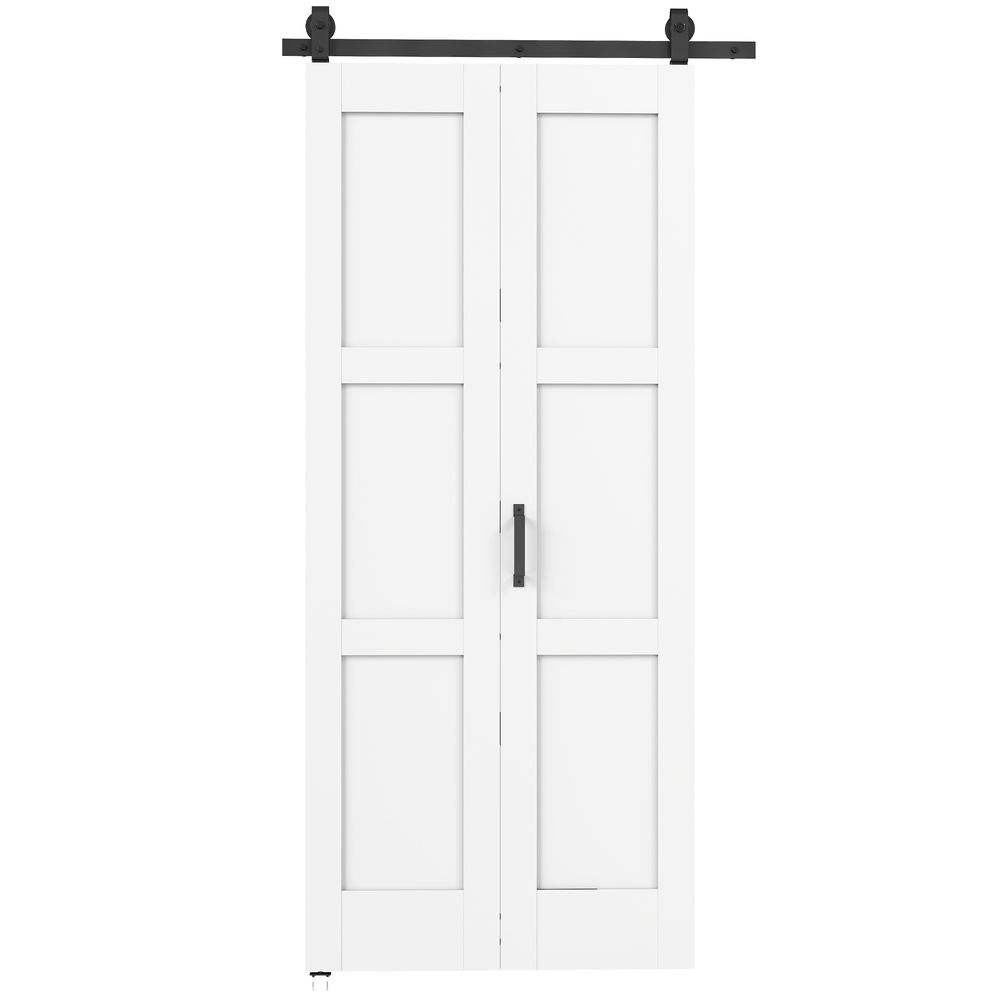 Puerta corredera 91.4x3.5x213.4 cm mdf, madera de pino color blanco Homcom