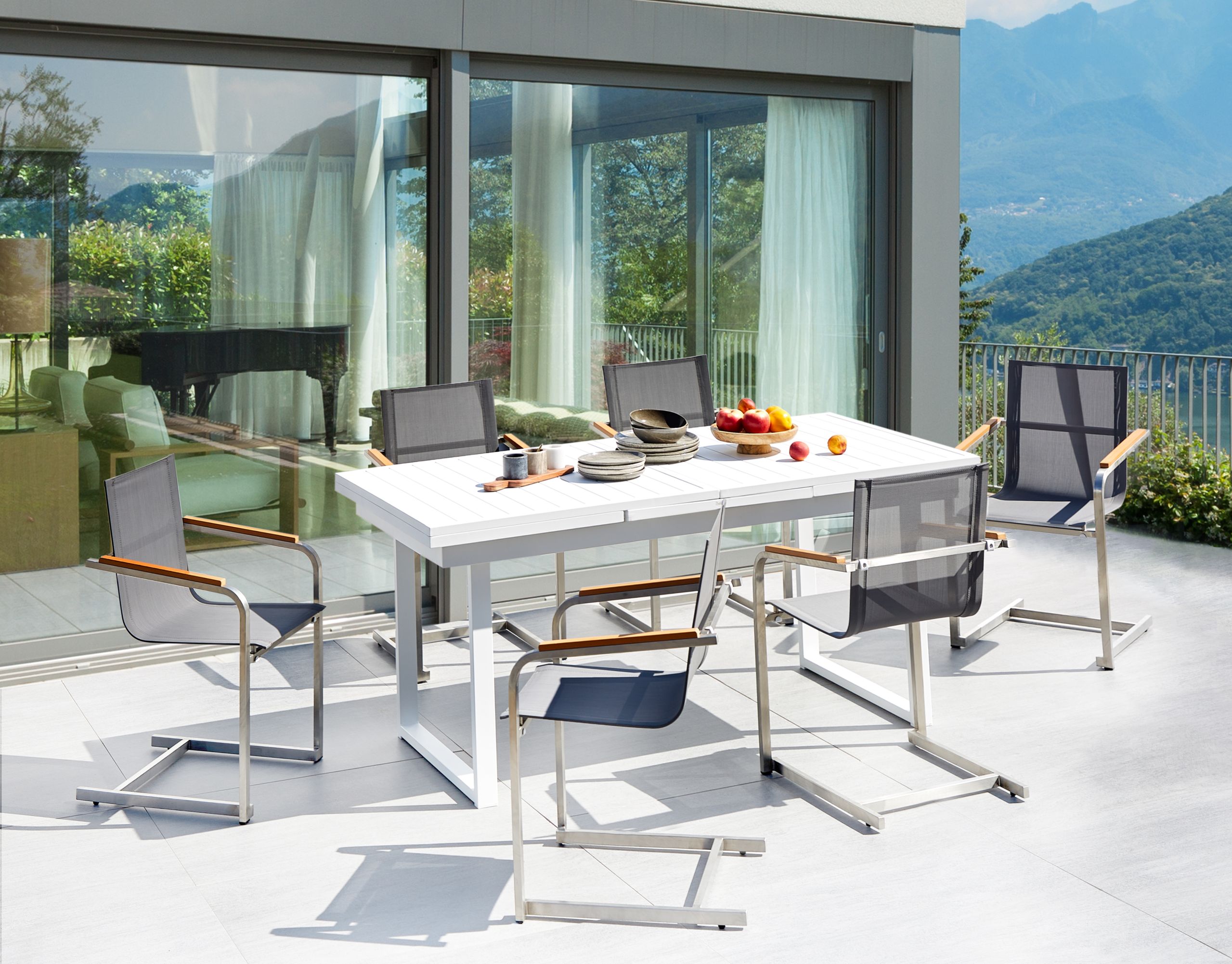 Conjunto de comedor exterior 6 plazas valcanetto/cosoleto metal gris