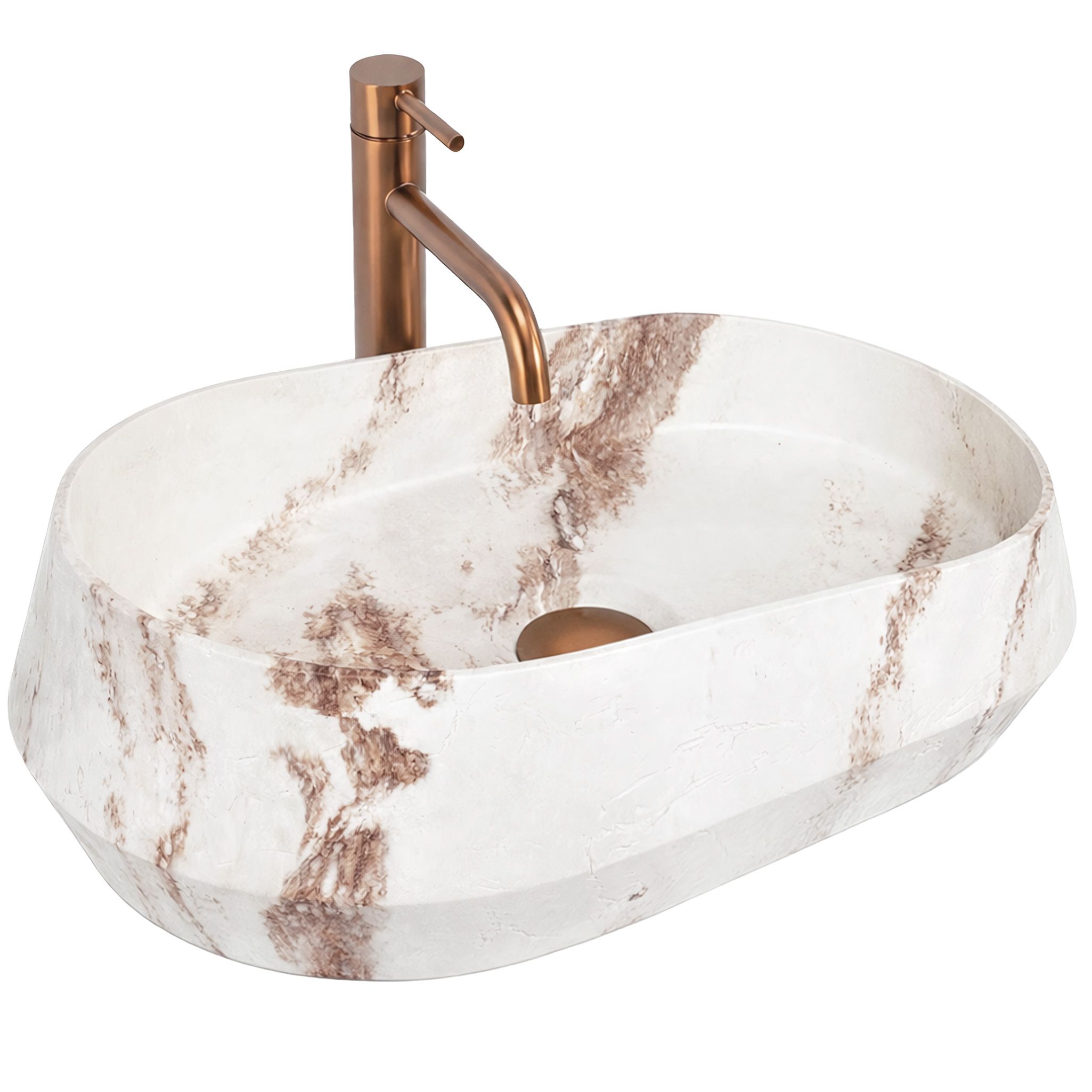 Rea lavabo sobre encimera travo beige, stone imitation, 59x38x17 cm
