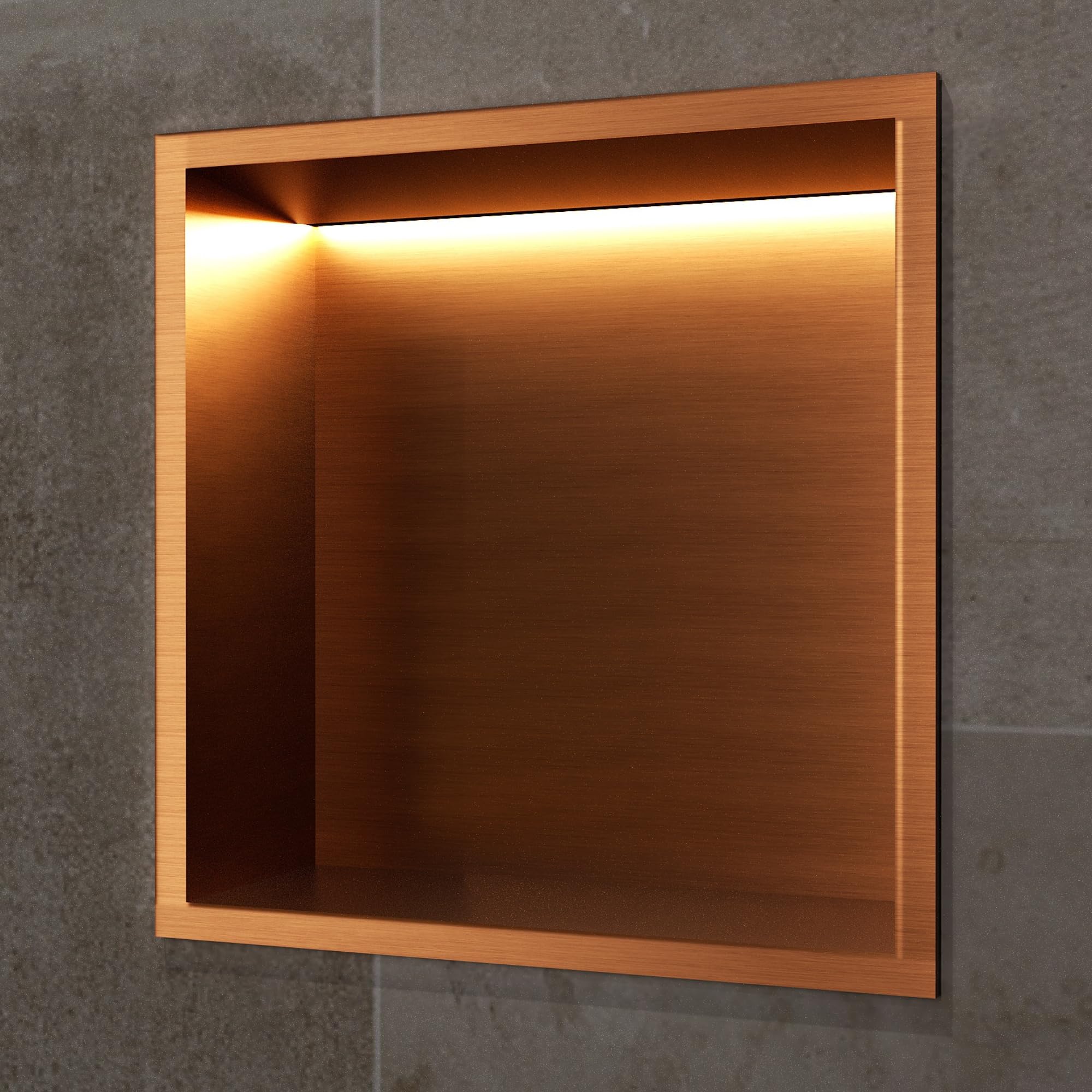 Imex - nicho de ducha empotrable con luz LED 33x33cm oro rosa cepillado