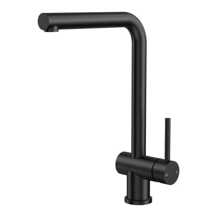 Grifo mezclador cocina - negro mate - latón - 37 cm