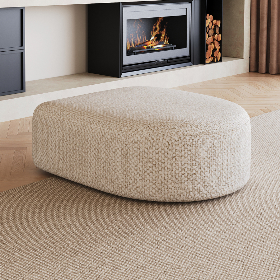 Reposapiés de tela blanco diseño curvo suave para salón y dormitorio