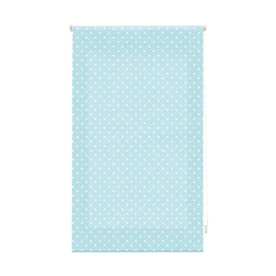Estor enrollable premium 140x180 turquesa con motas blancas