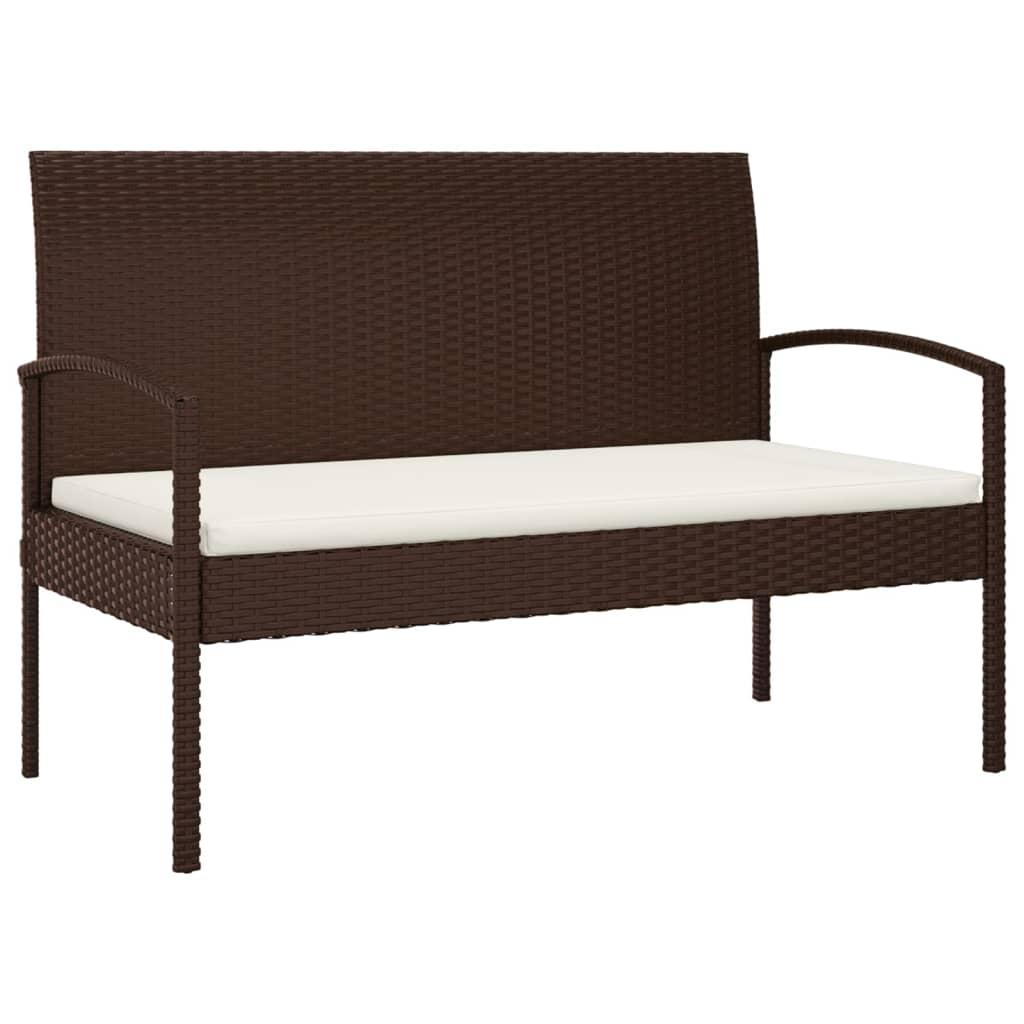 vidaXL banco de jardín con cojín ratán sintético marrón 105 cm