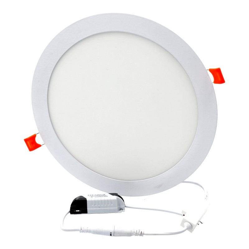 Downlight LED 18w redondo, plano de empotrar aro blanco mate, luz cct,