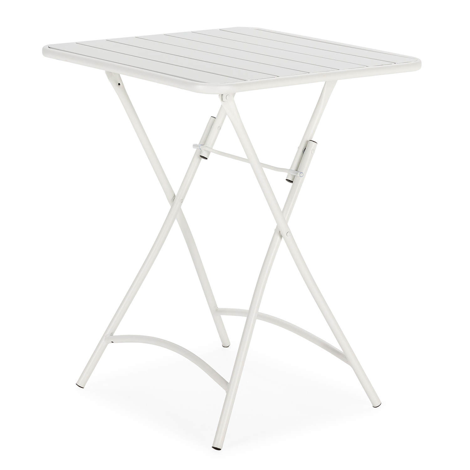 Mesa de jardín plegable perla de metal en blanco 60x60 cm
