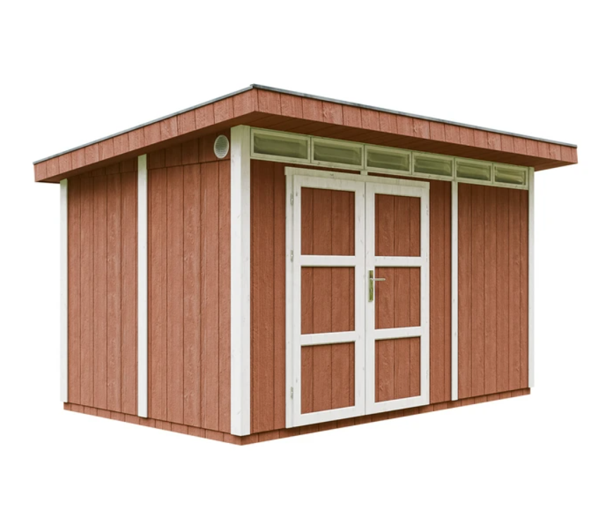 Caseta de jardín Timbela m904a-redwood red, 8,7 m², premium, 412×279 cm