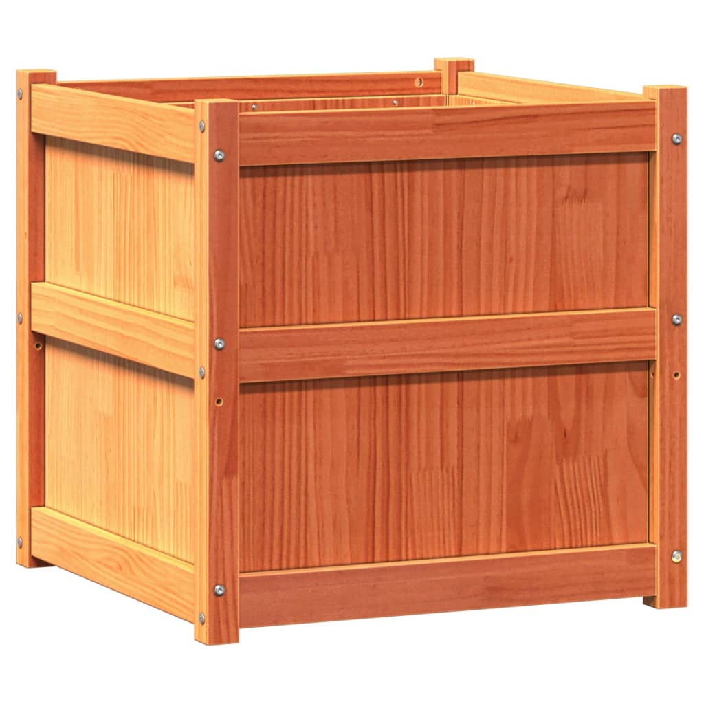 vidaXL jardinera exterior madera maciza pino marrón cera 60x60x60 cm