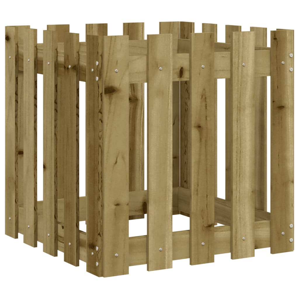 vidaXL jardinera diseño de valla madera de pino impregnada 50x50x50 cm