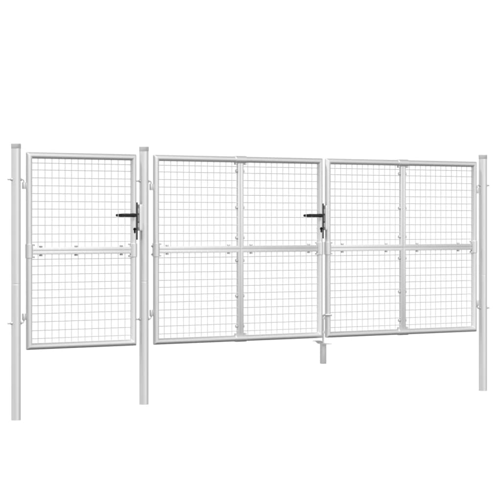 vidaXL puerta de jardín de malla color plata 400 x 125 cm acero galvanizado