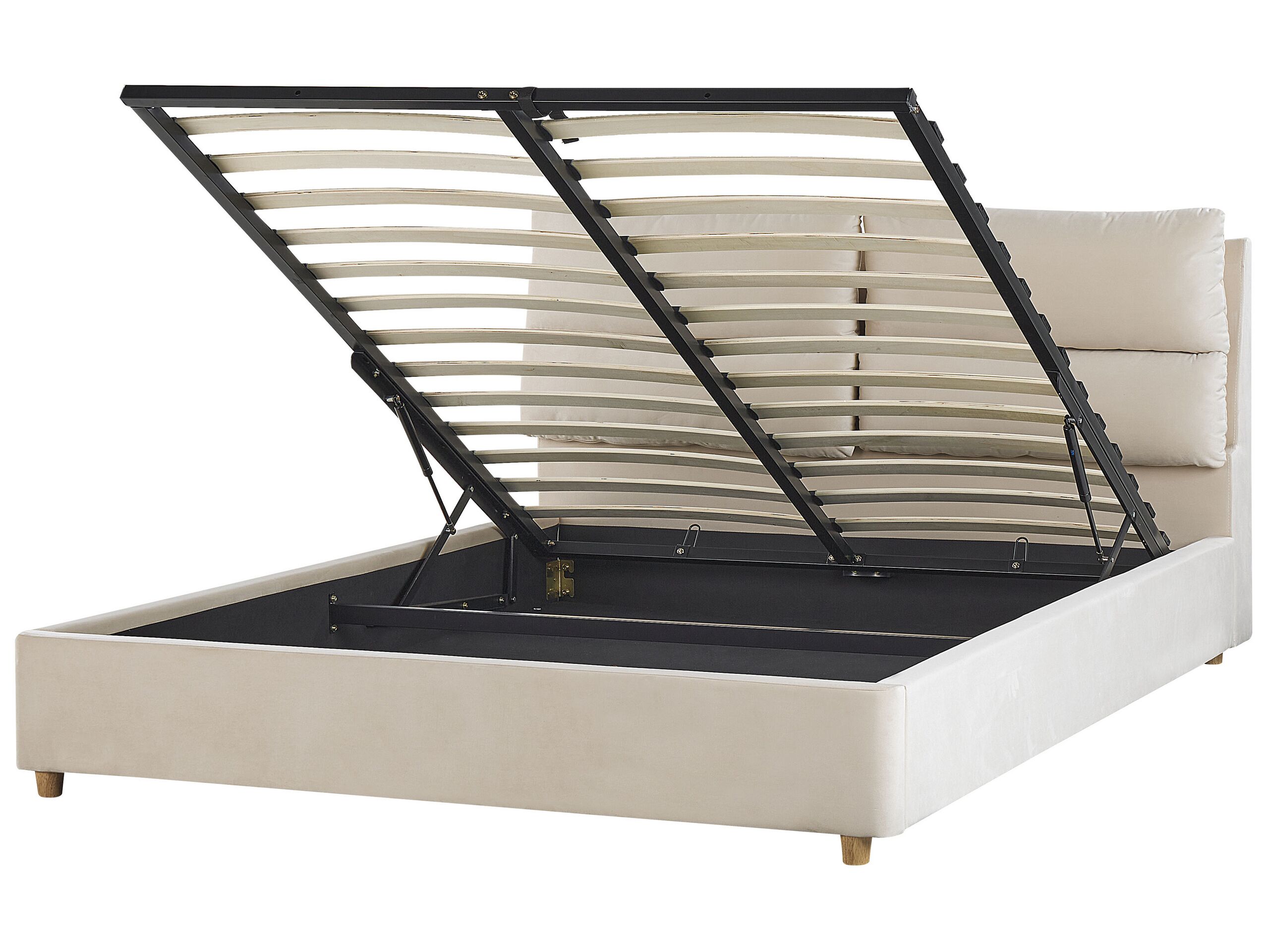 Cama con almacenaje batilly terciopelo beige claro 160 x 200 cm
