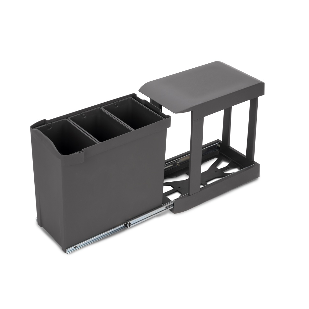 Contenedores de reciclaje para cocina, 3 x 10l, fijación inferior y