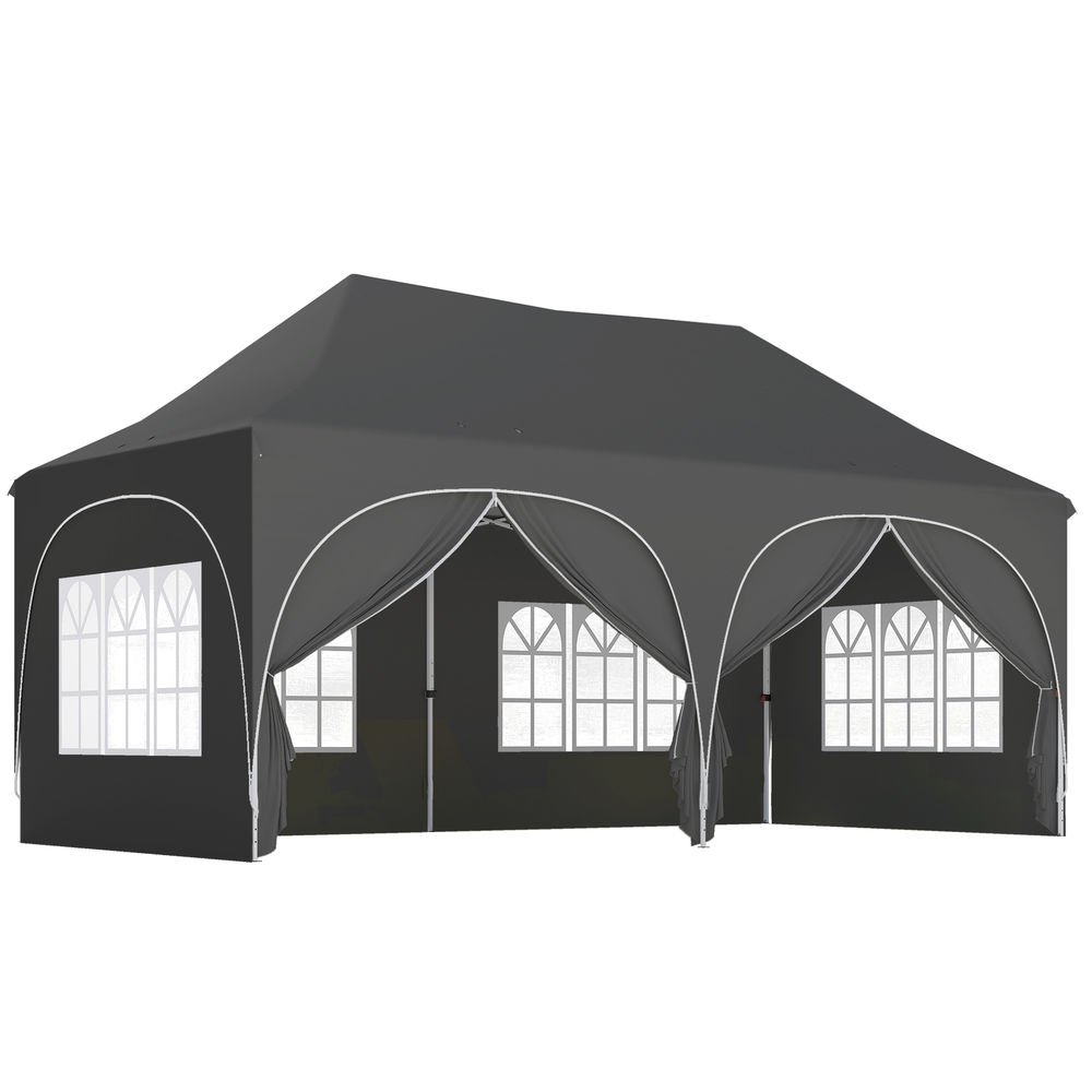 Carpa plegable 598x300x315 cm metal, tela oxford color gris Outsunny