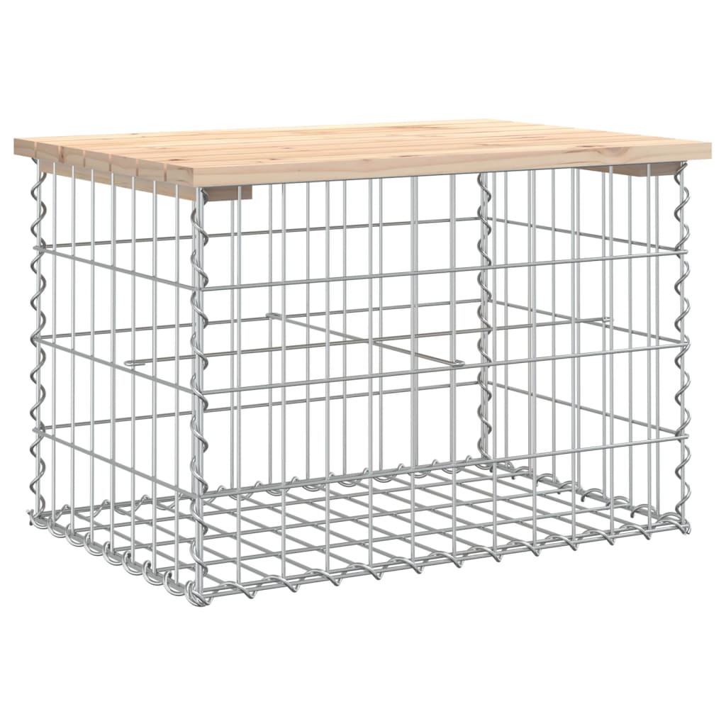 vidaXL banco de jardín diseño gaviones madera maciza pino 63x44x42 cm