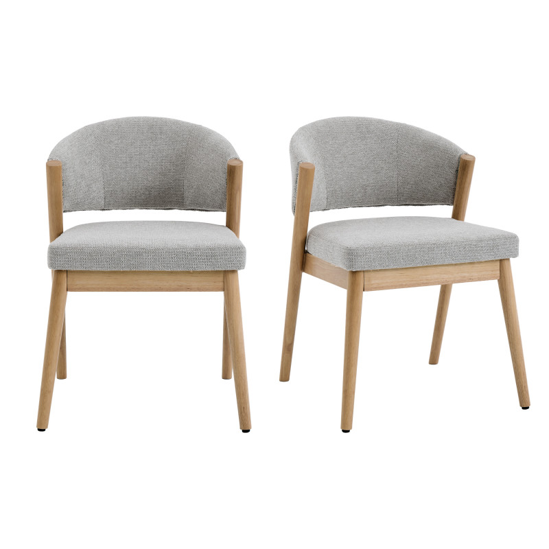 Alba-silla de madera natural y tela trendy greige (x2)