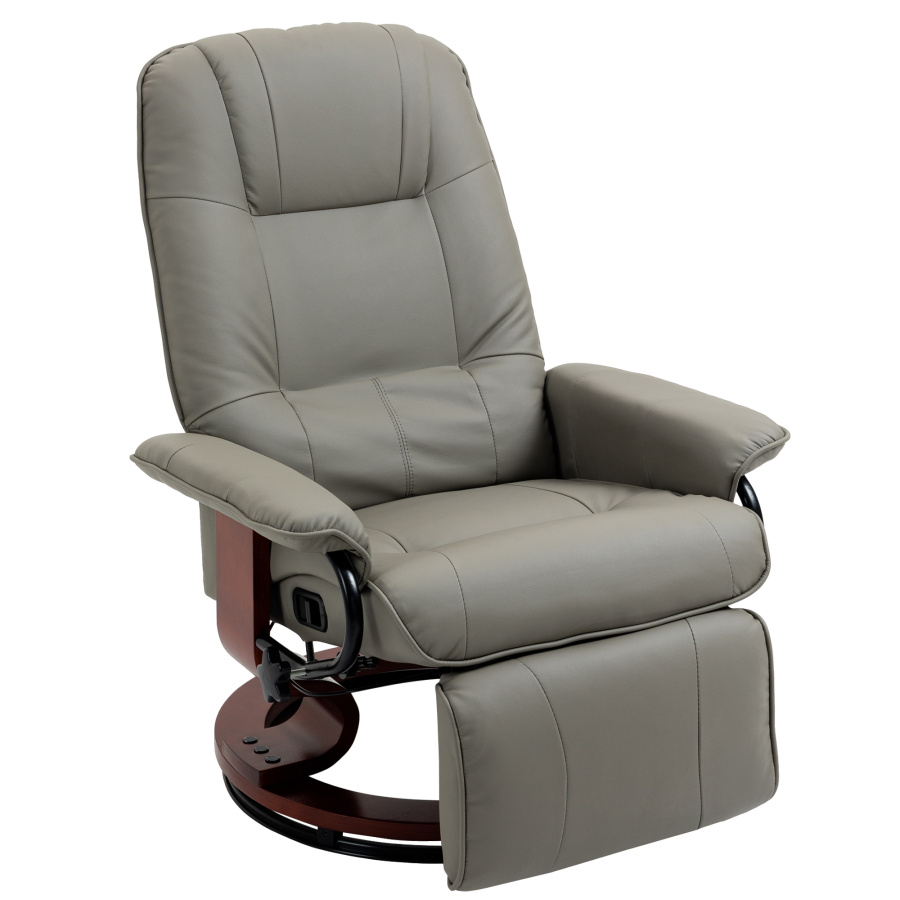 Sillón relax giratorio polipiel gris con reposapiés manual 1 plaza