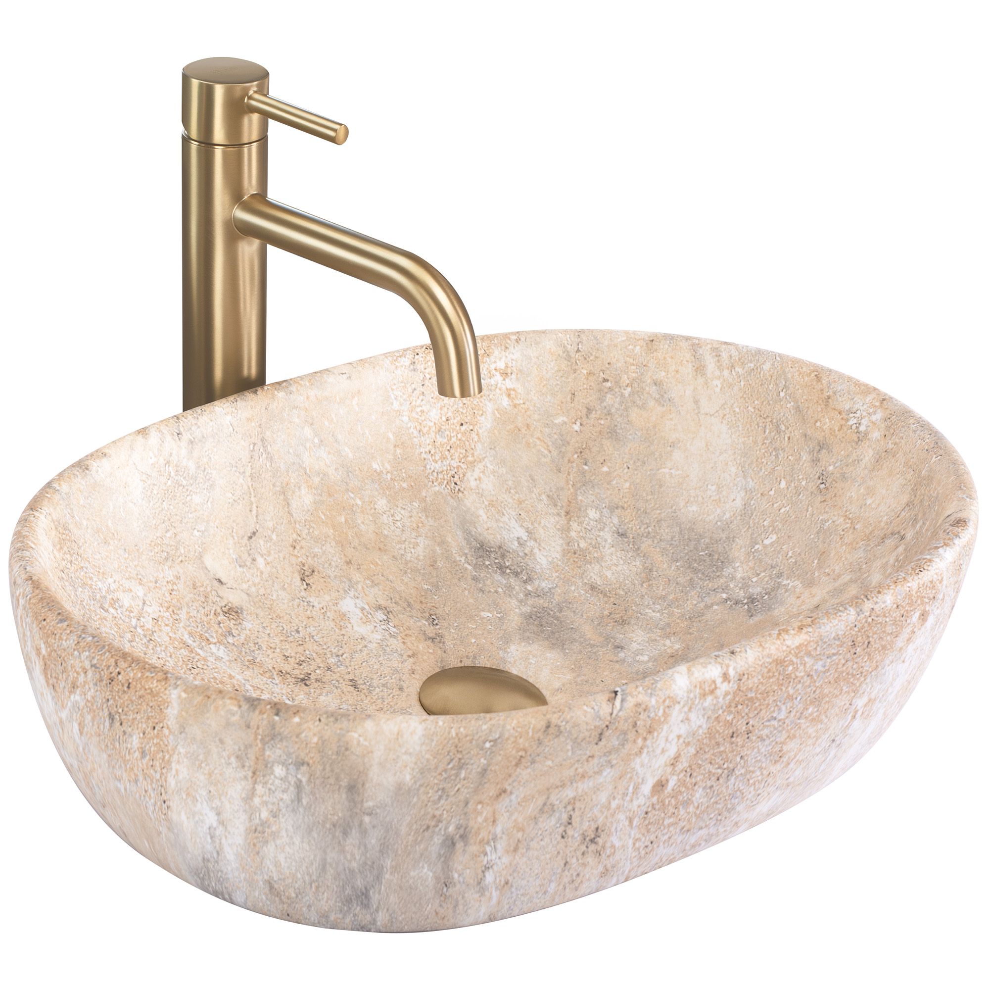 Rea lavabo sobre encimera amelia savana matt beige oval, 48x34,5x13,6 cm