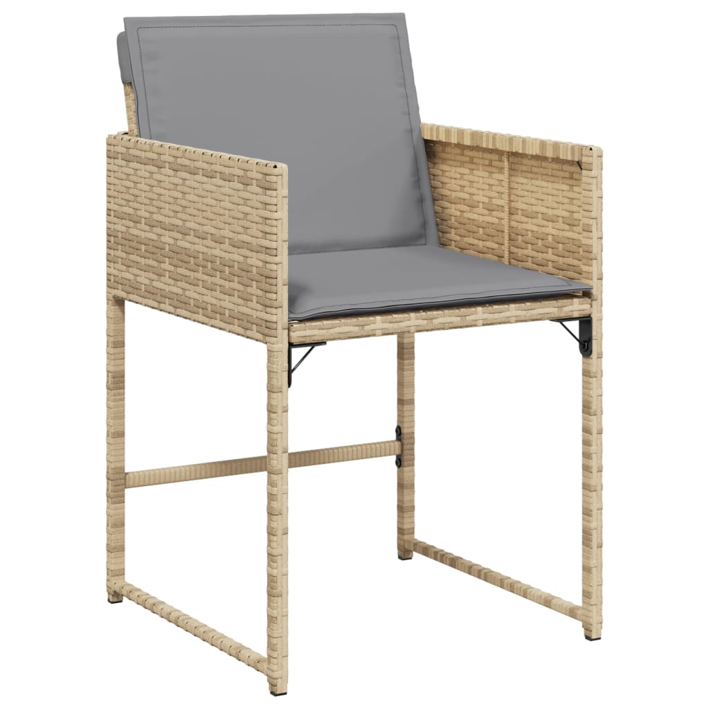 vidaXL sillones jardín con cojines 4 uds ratán sintético beige mezcla