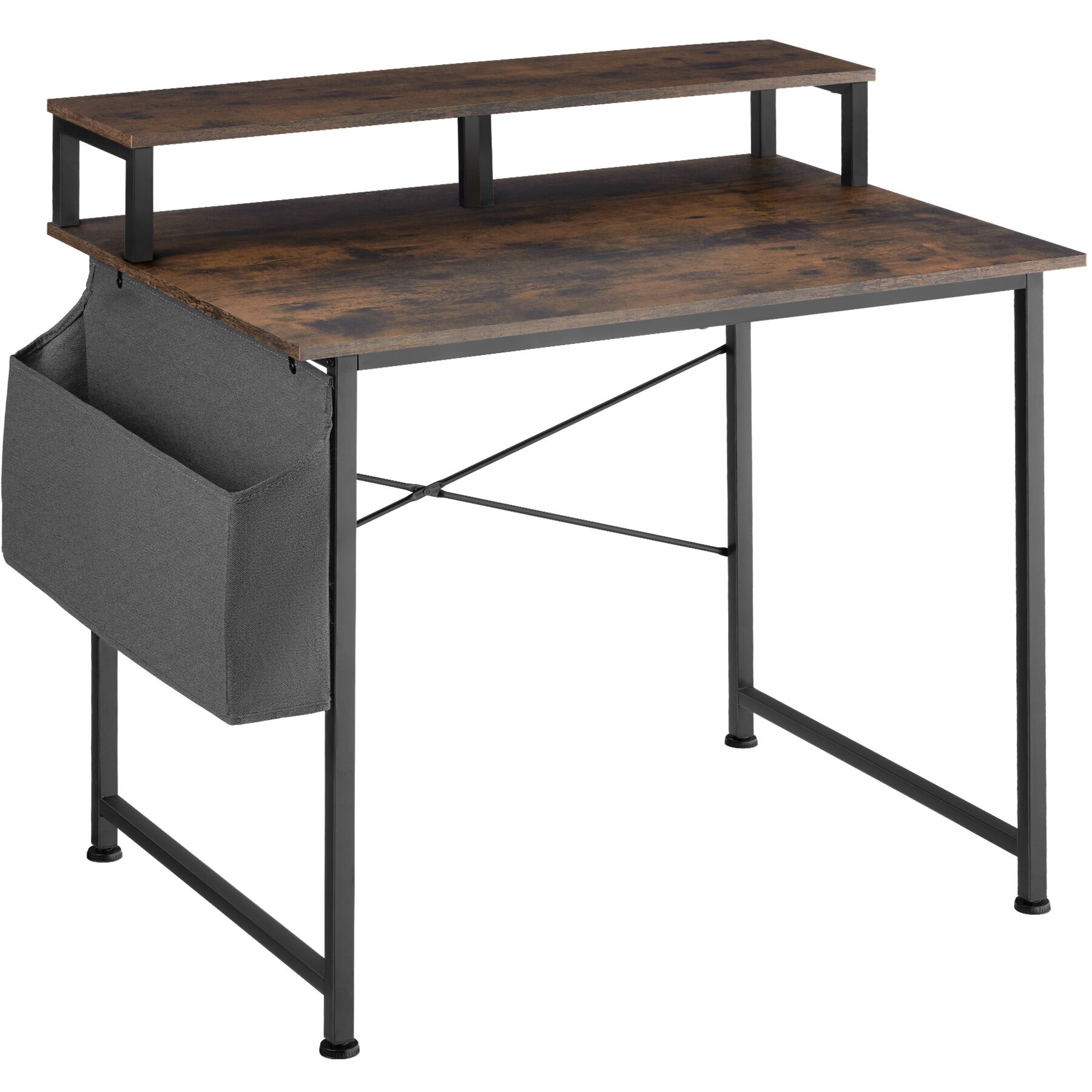 Escritorio industrial con soporte y bolsa 120x60x110 cm madera oscura
